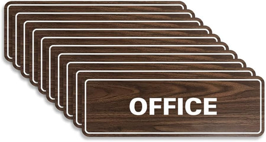 Signs ByLITA Standard Office Sign - Professional Business Signage - Easy to Install (Walnut) - Large 10 Pack