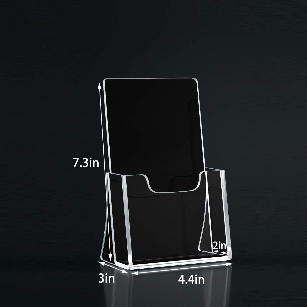 HIIMIEI 2 Pack 4 inch Wide Acrylic Brochure Holders for Pamphlets, Cards, Brochures, Magazines, Literature, Pamphlets Display Stand for Countertop