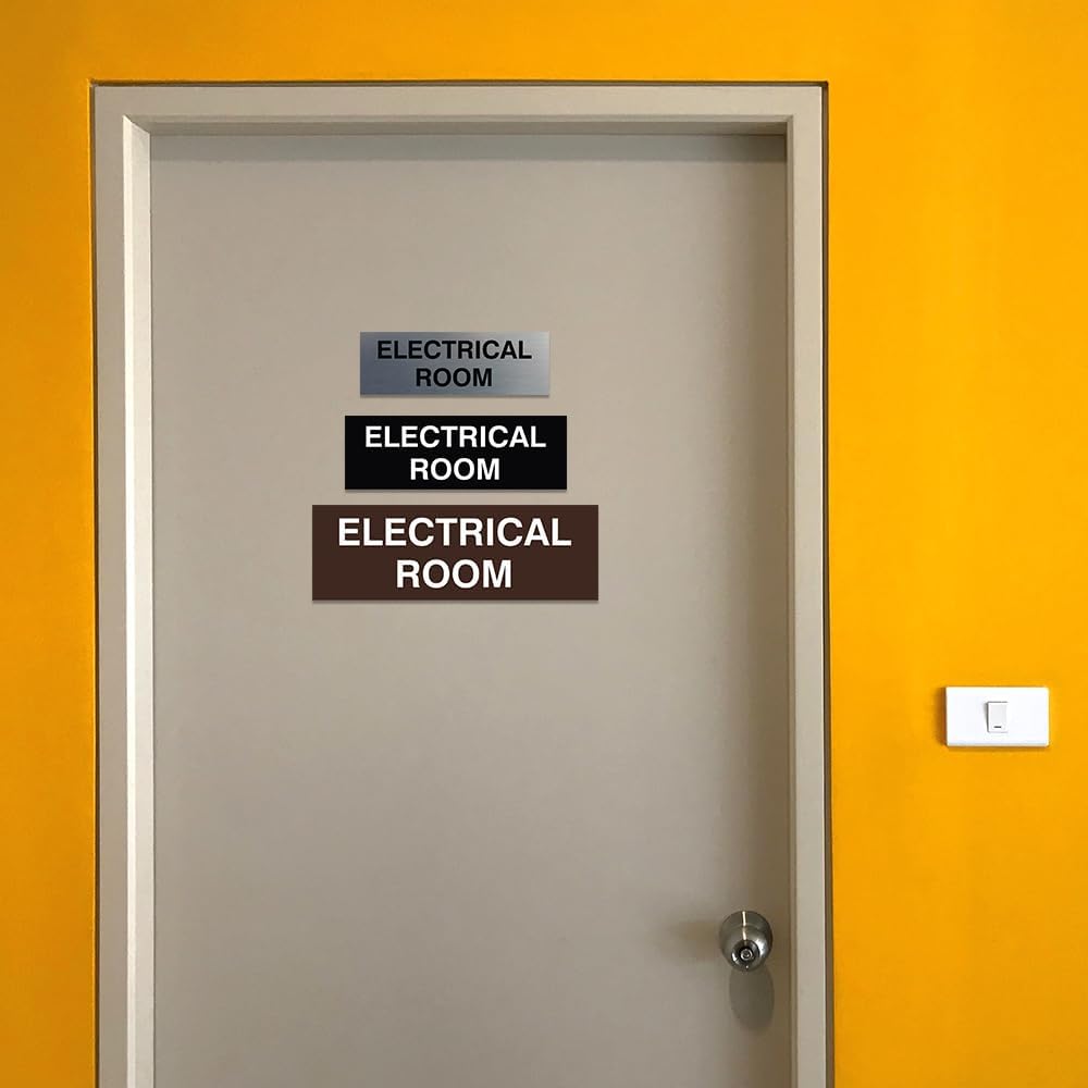 All Quality Basic Electrical Room Door/Wall Sign | Durable Construction | Building Safety - Dark Brown - Large (1 Pack)