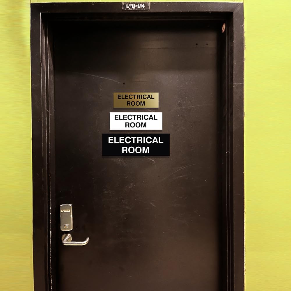 All Quality Basic Electrical Room Sign | Durable Construction | Building Safety - Silver - Medium (1 Pack)