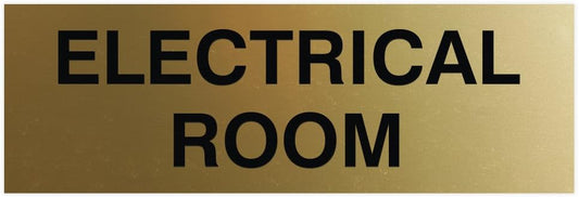 All Quality Basic Electrical Room Door/Wall Sign | Durable Construction | Building Safety - Brushed Gold - Small (1 Pack)