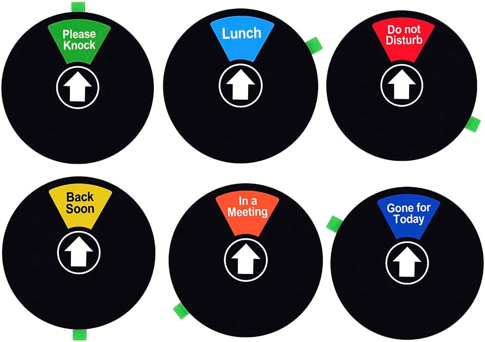 Kichwit Do Not Disturb Sign for Office Door, Lunch, Gone for Today, Back Soon, In a Meeting, Please Knock Sign, 5 Inch, Black