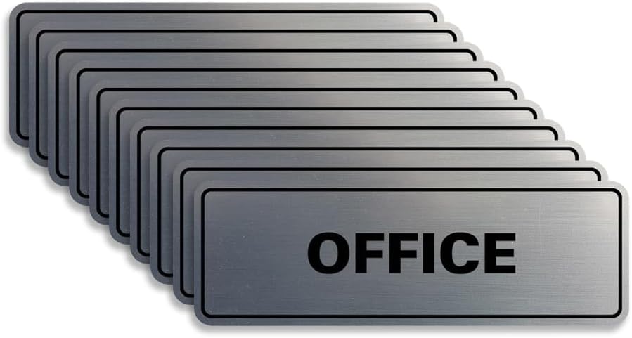 Signs ByLITA Standard Office Sign - Professional Business Signage - Easy to Install (Brushed Silver) - Large10 Pack