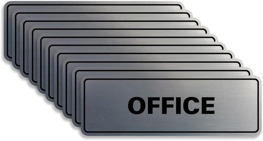 Signs ByLITA Standard Office Sign - Professional Business Signage - Easy to Install (Brushed Silver) - Large10 Pack