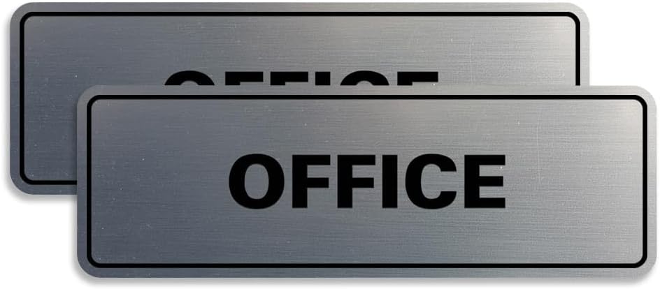 Signs ByLITA Standard Office Sign - Professional Business Signage - Easy to Install (Brushed Silver) - Small 2 Pack