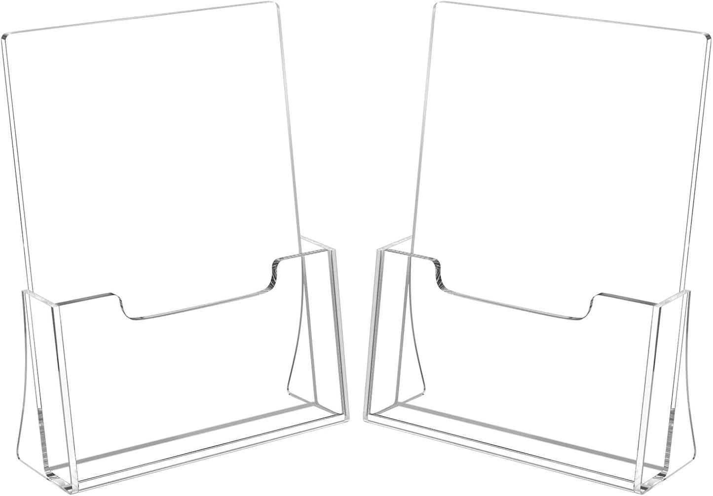 HIIMIEI Brochure Holder 8.5 x 11 inches, Acrylic Flyer Holder with 2 Pack, Plastic Stands for Displaying Magazines, Pamphlets, Literature, Brochures, Booklets, Menu