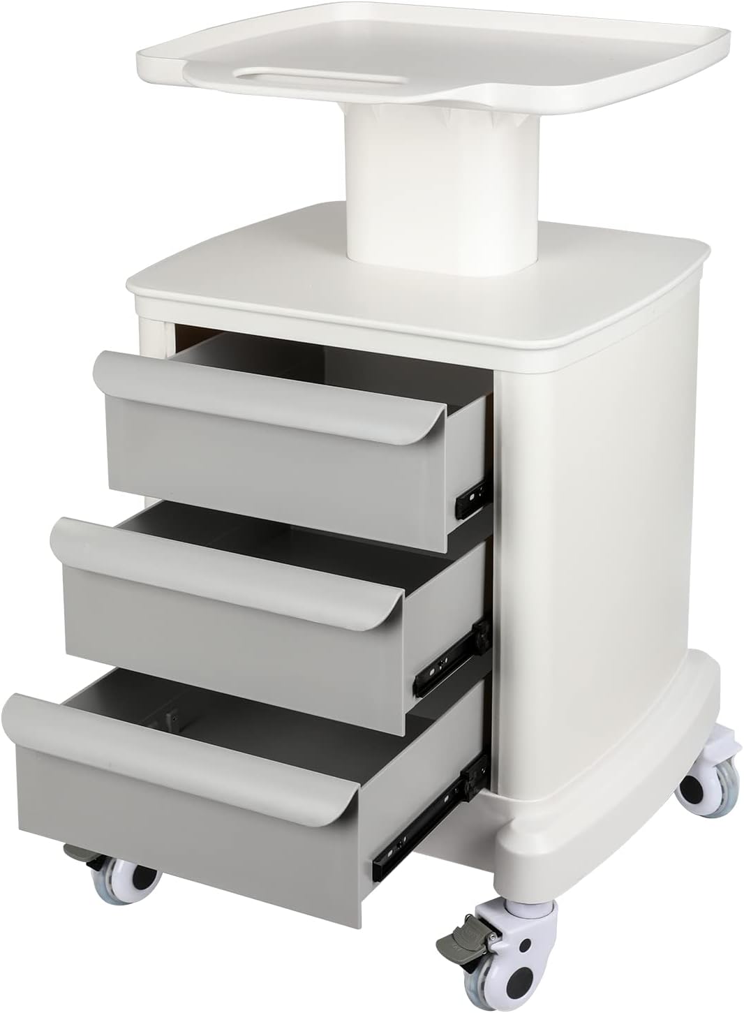 Mobile Trolley Cart for Portable Ultrasound Imaging Scanner Vehicle Trolley Beauty Storage Cart 110 LBS Load with 3 Drawers 4 Wheels for Hospital Office Bedroom Medical Clinic