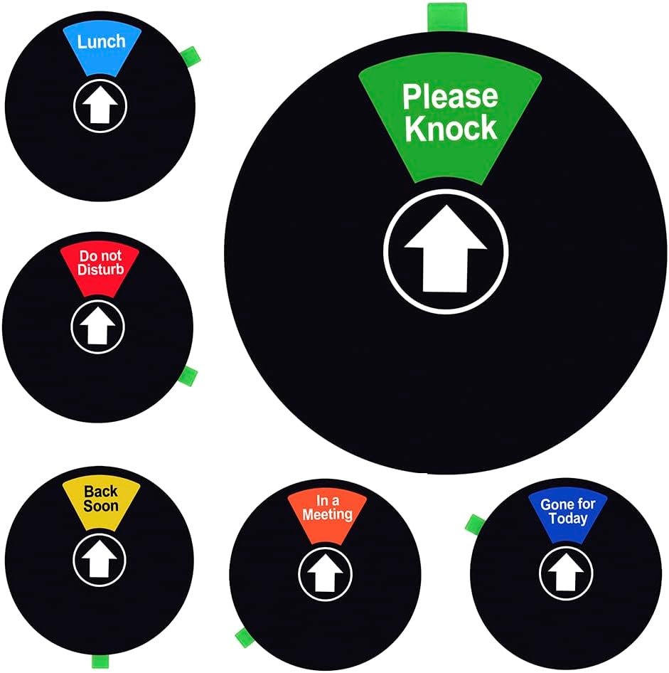 Kichwit Do Not Disturb Sign for Office Door, Lunch, Gone for Today, Back Soon, In a Meeting, Please Knock Sign, 5 Inch, Black