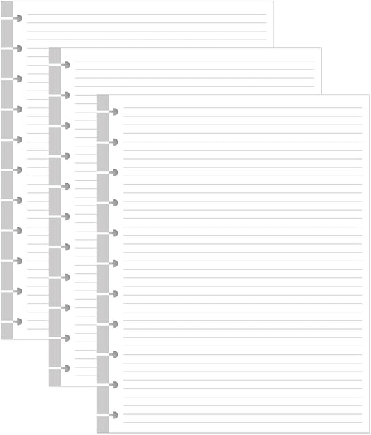 (3-Pack) A4 TUL Discbound Lined Refill Paper, 11 Disc Ruled Filler Paper, Letter Size 100Sheets / 200Pages, 100gsm, White, 8.5'' x 11''