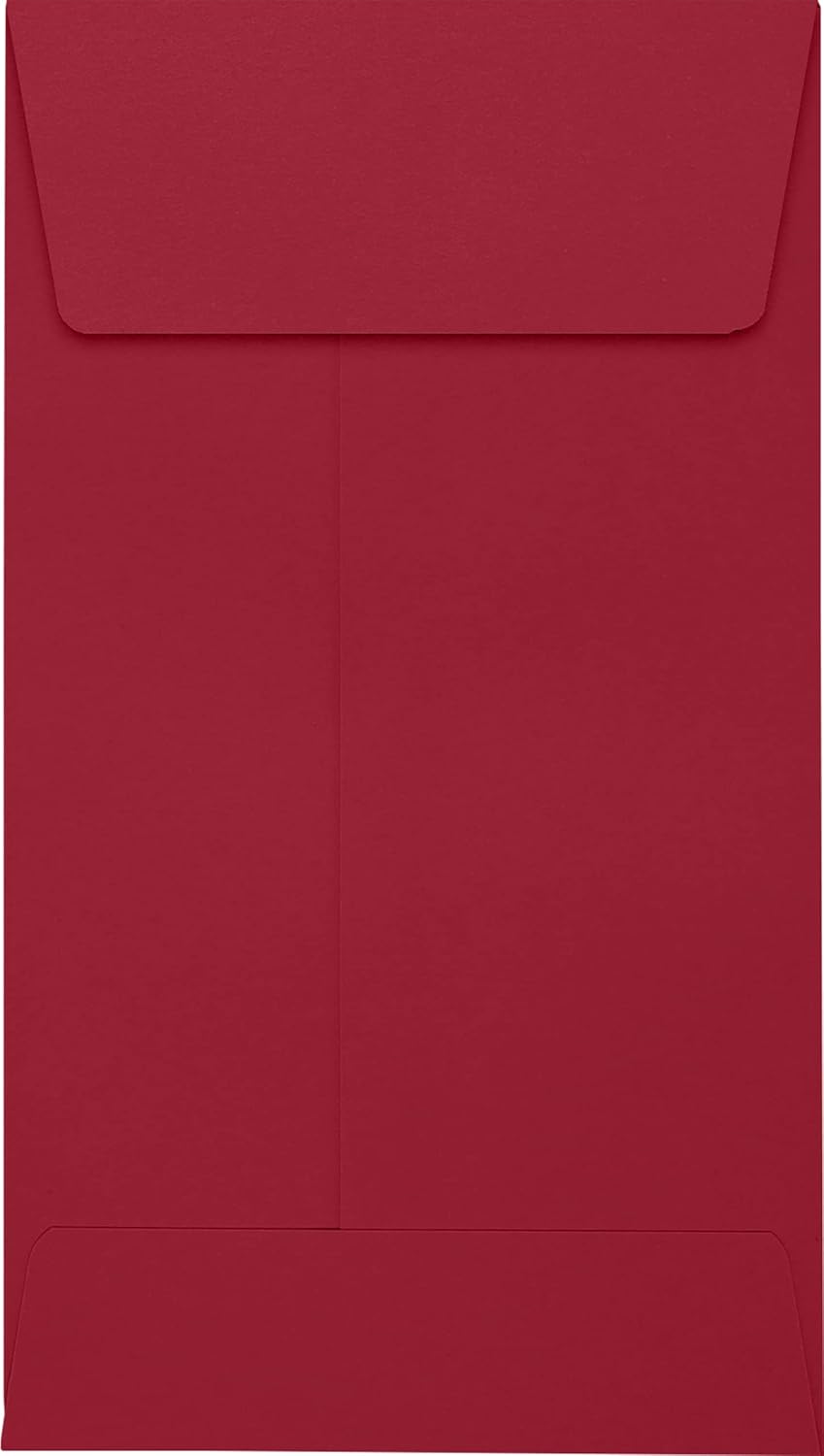 LUXPaper #5 1/2 Coin Envelopes | Peel & Press | 3 1/8" x 5 1/2" | Garnet Red | 80lb. Text | 500 Qty