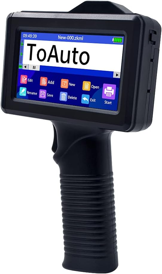 TOAUTO Portable Intelligent Upgraded Handheld Inkjet Printer Gun with 5.6 Inch LED Touch Screen Quick-Drying Inkjet Coding Machine for Code Date Label Industry Design House Usage