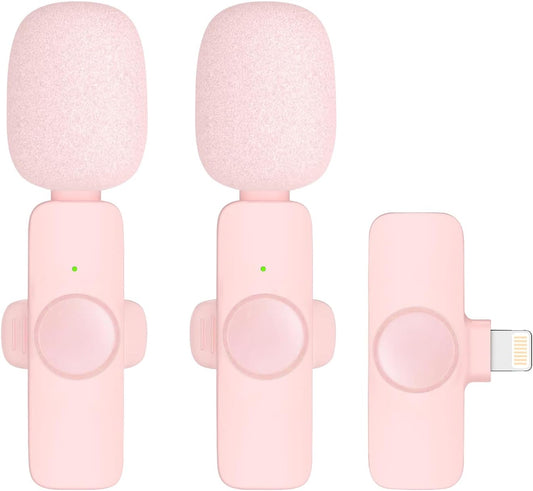 2 Pack Professional Wireless Lavalier Microphone for iPhone iPad (iPhone 14 and Below), Lapel Mics Plug-Play Clip on Lapel Mic for YouTube, Recording, Vlog, Facebook Live