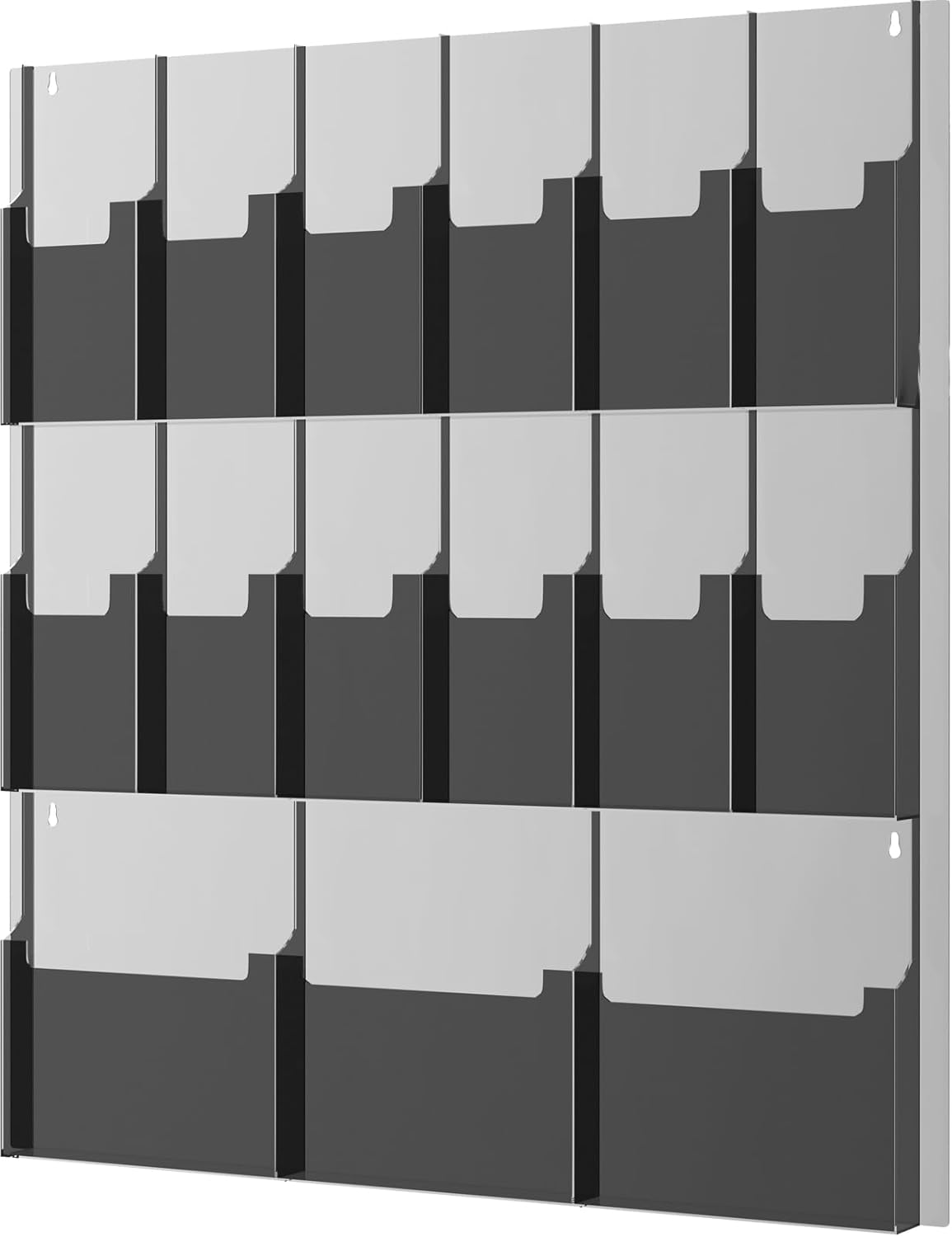 Acrylic Brochure Pamphlet Holder, 3 Magazine Holders and 12 Pamphlet Holders, Black Display Rack Wall Mount, Trifold Flyer Holder, Literature Storage Rack for Home, Offices, Waiting Room