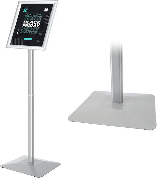 Sign Stand for Display, 11lbs Integrated Rod Heavy Duty Pedestal Floor Signage Stand Holder, for Outdoor or Indoor Advertising (8.5 x 11, Silver)