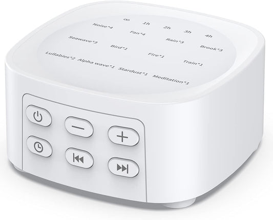 Sleepbox Sleep White Noise Sound Machines with 25 Soothing Sounds 36 Volume Levels 5 Timers Visible Sound Catalog Portable Size Memory Function for Home Office and Travel