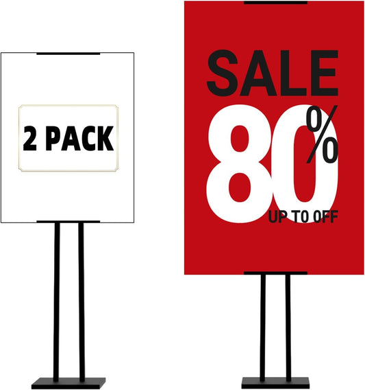 Sign Stand, Poster Stand, Adjustable Floor Standing Sign Holder, Suitable for Signs Up to 42 Inches, Ideal for Weddings, Restaurants, or Businesses(2 PACK)