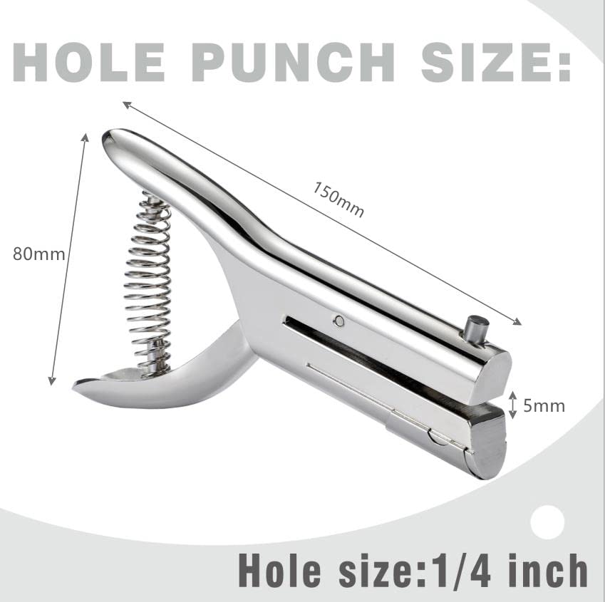 Heavy Duty Portable 1/4 inch Hole Punch - Single Hole Puncher for Paper, Cards, Tags & Cardboard
