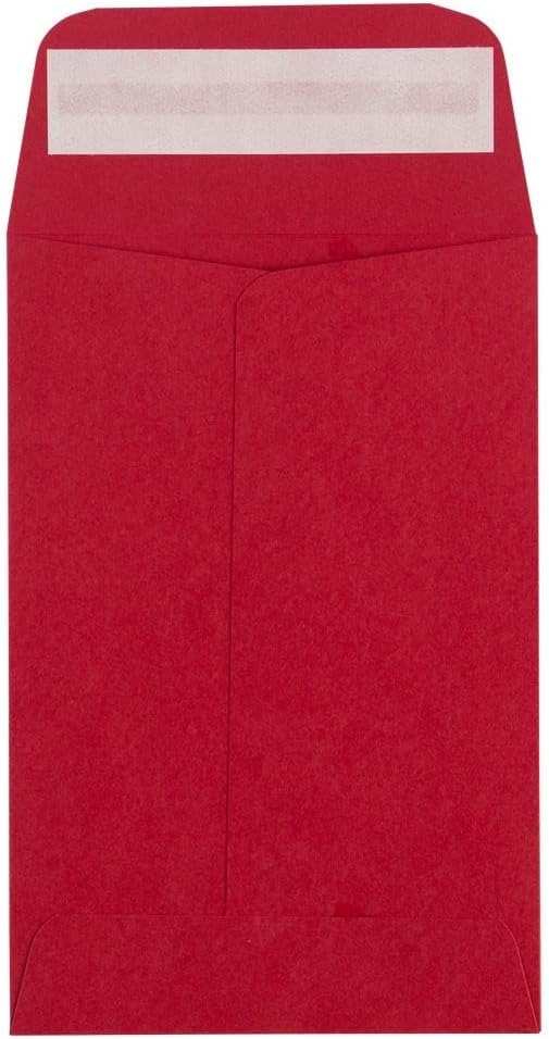 LUXPaper #4 Coin Envelopes | Peel & Press | 3'' x 4 1/2'' | Ruby Red | 80lb. Text | 50 Qty