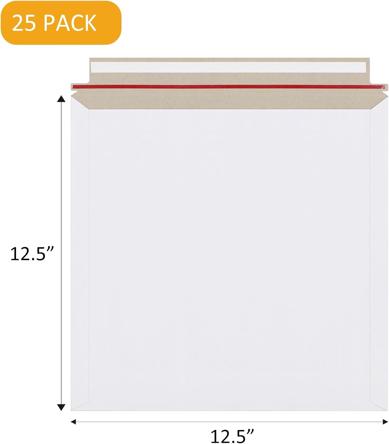 25 Pack 12.5x12.5 inch Rigid Mailer Self Seal Photo Document Mailers Stay Flat White Cardboard Envelopes White Photography Mailers for CD, Photos, Document