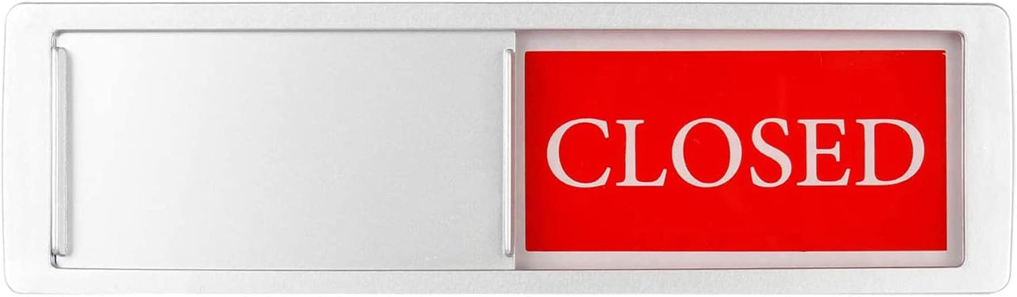 Open Closed Sign for Business Door, Open Signs privacy Slide Door Sign Indicator for Business Storefront, Restroom, Office Door, Wall, Window, Restaurants, Retail Salon Shops (Silver)