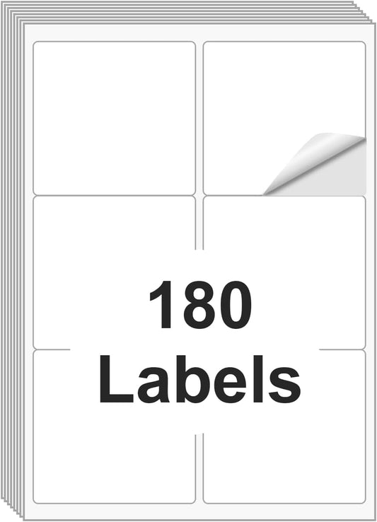 [30 Sheets 180 Labels] 3.33"x4" Printable White Shipping & Address Labels for Laser/Inkjet Printers