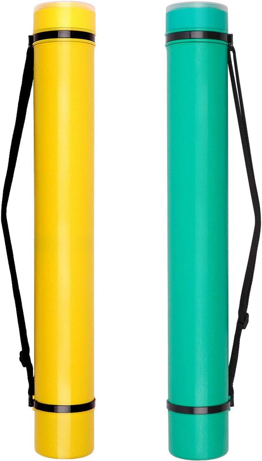 TRANSON 2-pack Durable Poster Storage Tube with Straps 24"-40" Extendable for Blueprints, Artwork, Maps, Posters