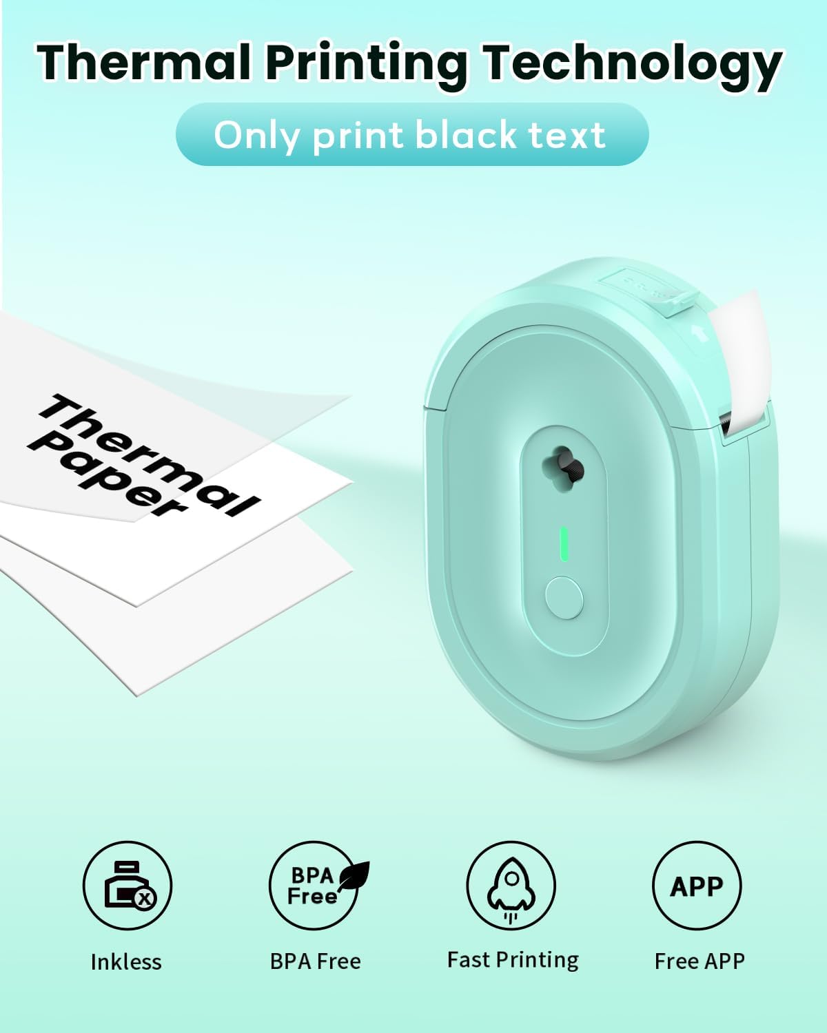 Label Maker Machine with Tape, Portable Bluetooth Label Makers, Inkless Mini Printer Impresora de Etiquetas Multiple Templates for Home School Office Kitchen, Green