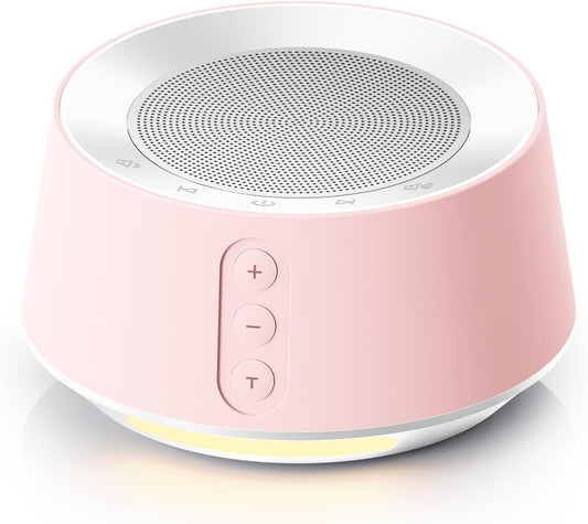 BGOVERSS White Noise Sound Machine with 20 Soothing Sounds, 10 Colors Night Light Sleep Machines Home Office Travel, 5 Timers and Memory Feature Sound Machine for Nursery Baby Kids Adults, Pink