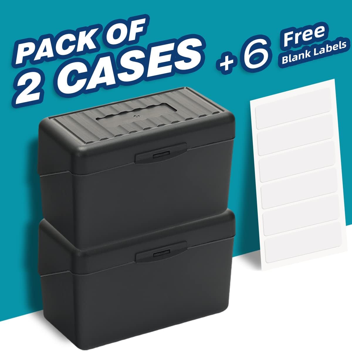 H4D Index Card Holder 3x5, Index Card Box Organizer Case, 3x5 Flash Note Card Holder, 2 Packs (Black)