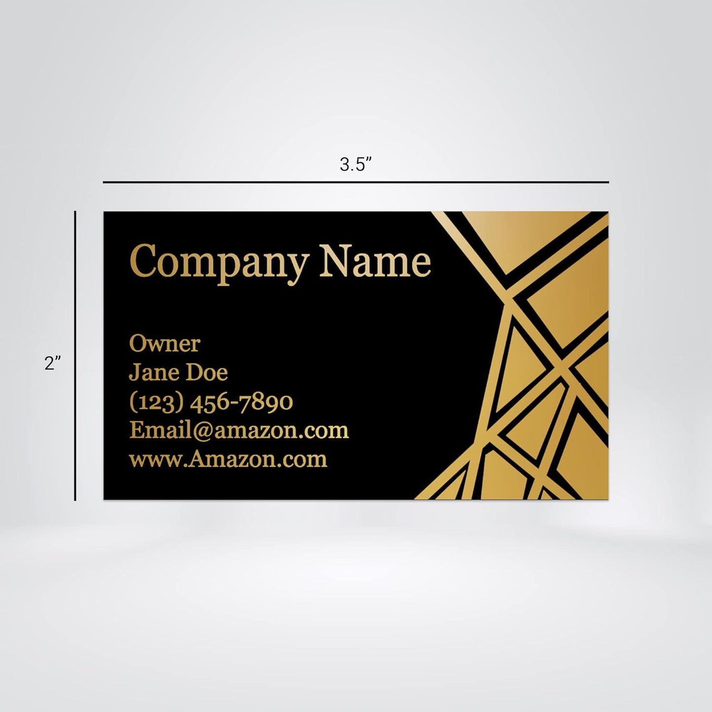 Personalized Gold Foil Black Business Cards 100 Pack - 3.5" x 2" Cards - 14 PT Thick Sturdy Cards - Unique Shiny Gold Foil - Made in the U.S.A. (Gold Geometric)