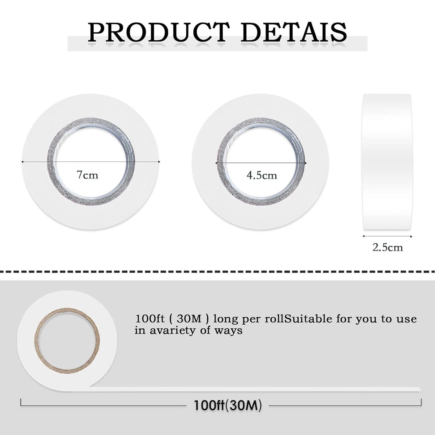 6 Pack White Flagging Tape, Non-Adhesive Plastic Ribbon Neon Marking Roll, 1"*600ft, Marking Tape for Tree Marking, Hunting, Boundaries and Hazardous Areas,Trail Marking