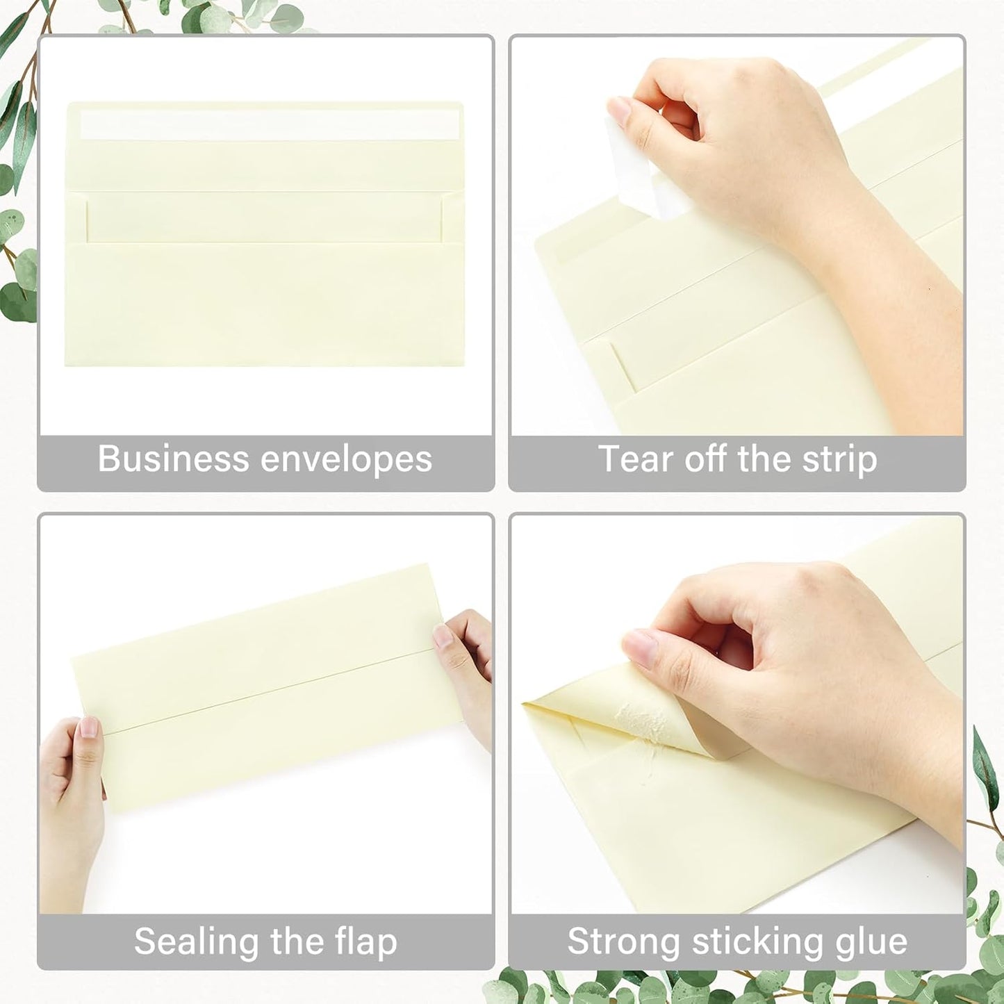 100 Pack #10 Business Envelopes, Self Seal Standard Ivory Envelopes for Secure Business & Legal Mailing, Office, Checks, Letter, Invoices, 4 1/8 x 9 1/2 Inches