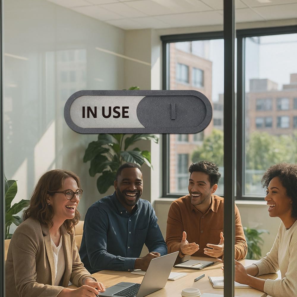 GEEKBEAR In Use Available Slider Door Sign for Home Office - Premium MDF, 7.5 x 2.2 in (Gray)