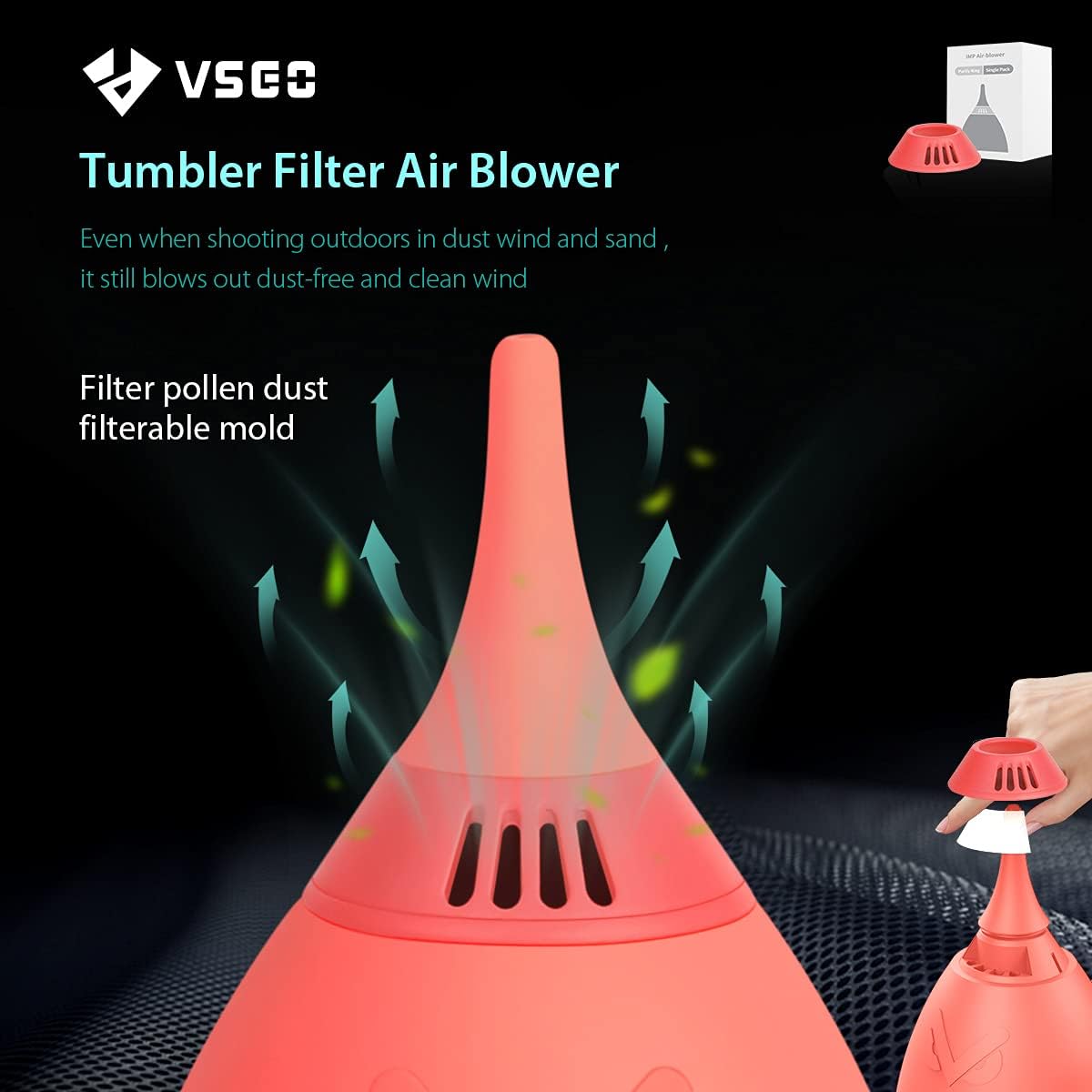 VSGO Camera Air Blower with Filter Compressed Air for for Nikon, Sony, Canon Lens and Sensor Cleaning, Tumbler Design Orange (V-B011E)