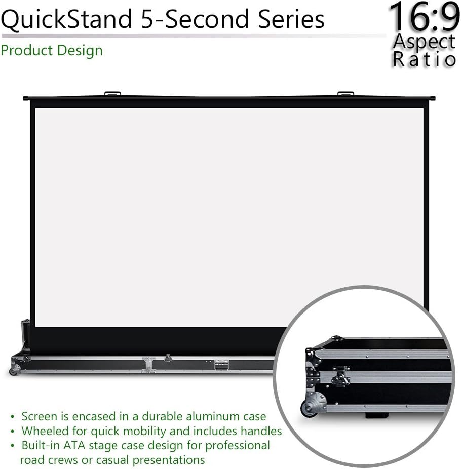 Elite Screens QuickStand 5-Second Series, 180-INCH 16:9, Manual Pull Up Projector Screen, Movie Home Theater 8K / 4K Ultra HD 3D Ready, 2-YEAR WARRANTY, QS180HD