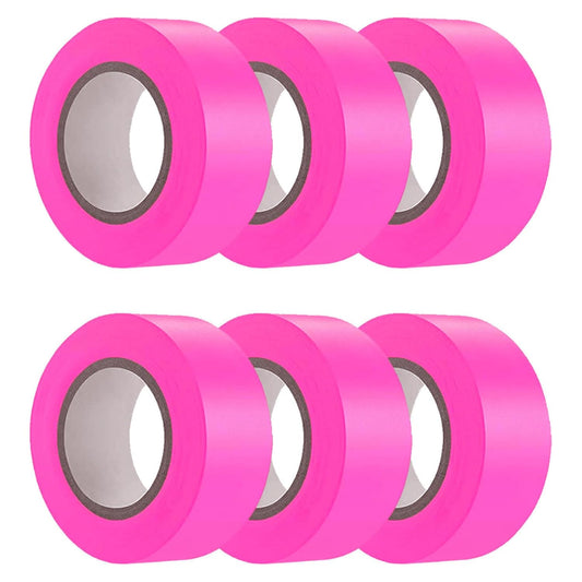6 Pack Pink and Purple Flagging Tape, Light Violet Non-Adhesive Plastic Ribbon Neon Marking Roll, 1"*600ft, Marking Tape for Tree Marking, Hunting, Boundaries and Hazardous Areas,Trail Marking