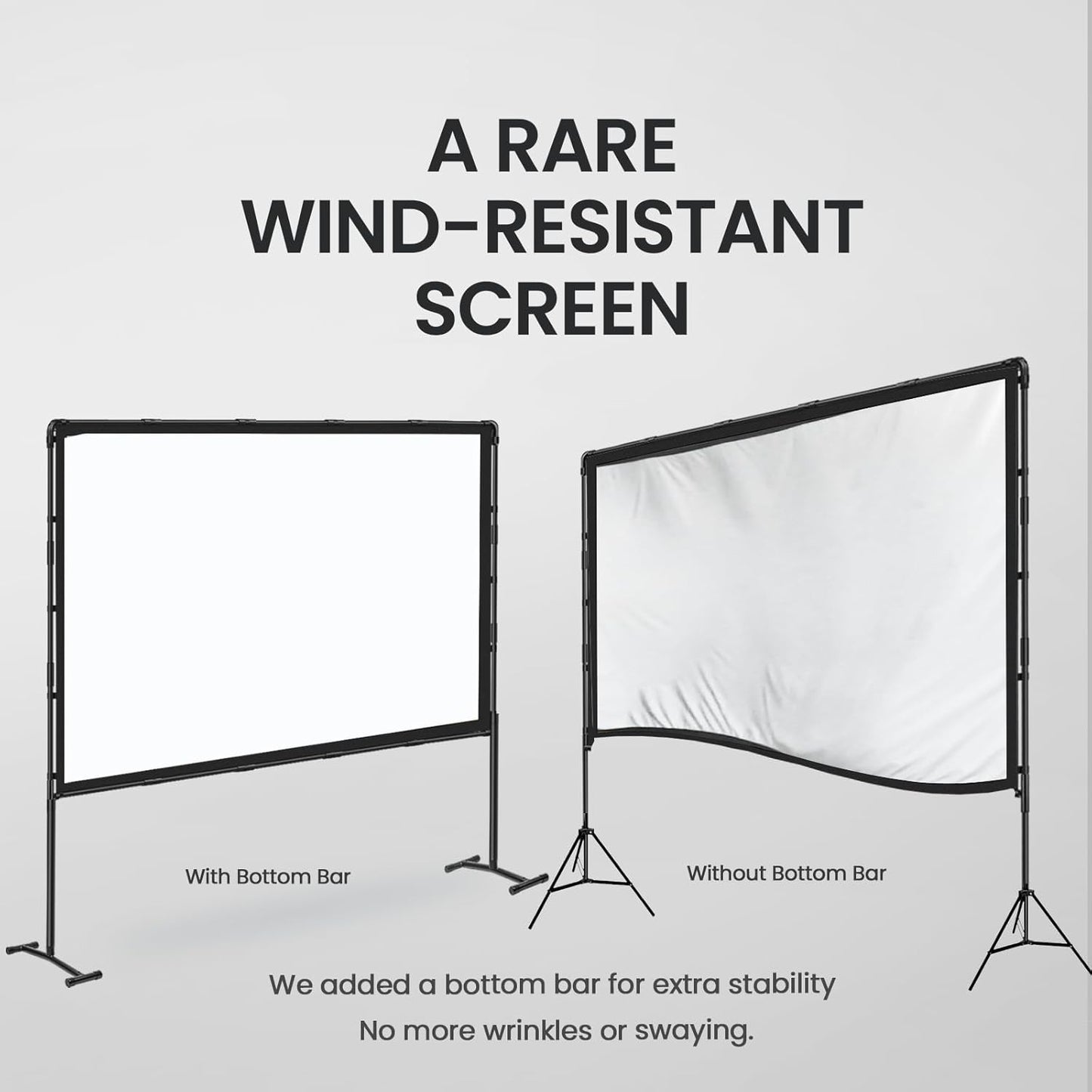 Projector Screen with Stand, 120 Inch, 16:9 Outdoor Portable Screen, Unique Retractable Design for Yard,Patio,Camping,Night Party,Office, School Indoor Use, Washable Fordable White Screen by IOLIEO