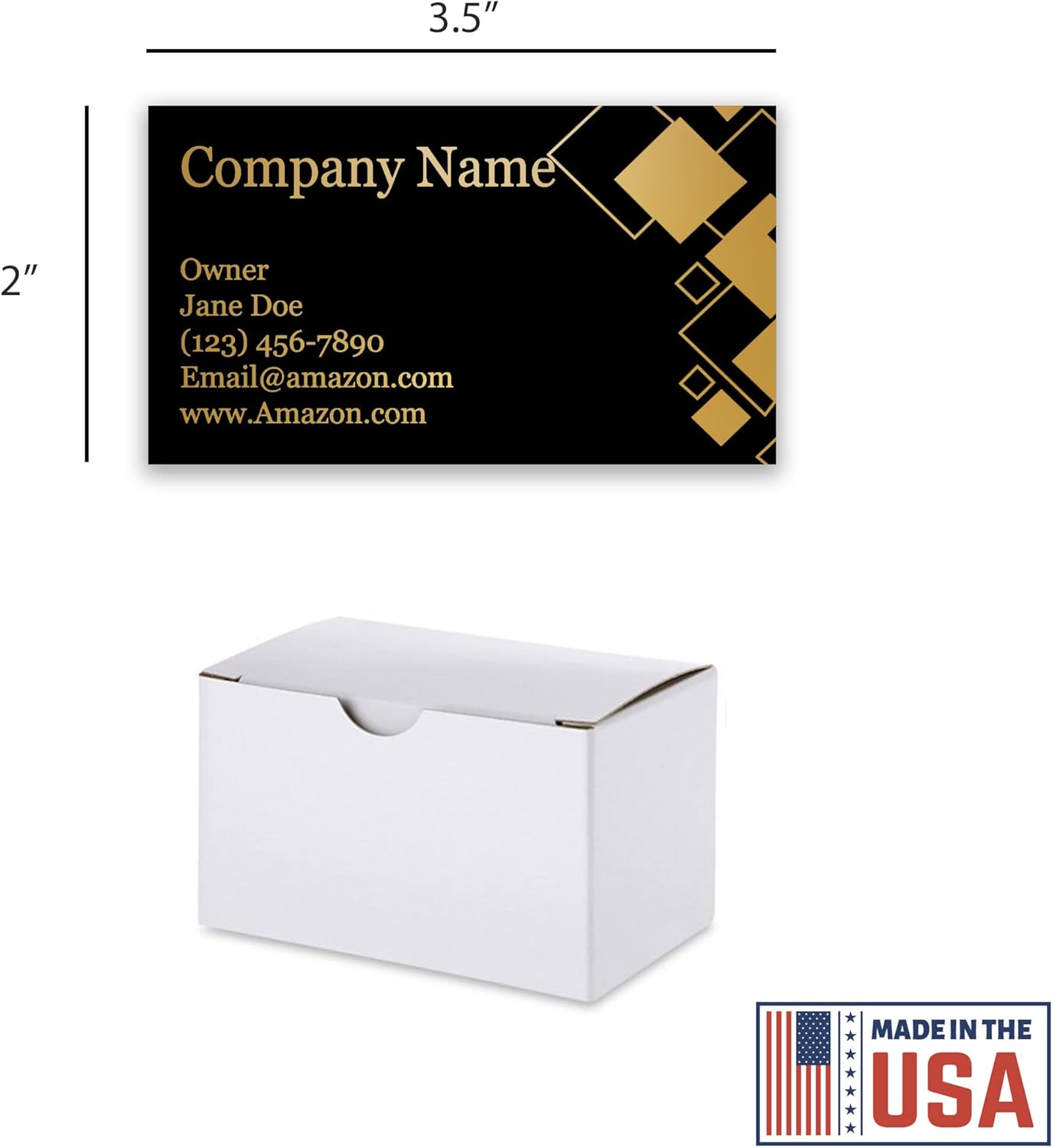 Personalized Gold Foil Black Business Cards 100 Pack - 3.5" x 2" Cards - 14 PT Thick Sturdy Cards - Unique Shiny Gold Foil - Made in the U.S.A. (Gold Tiles)