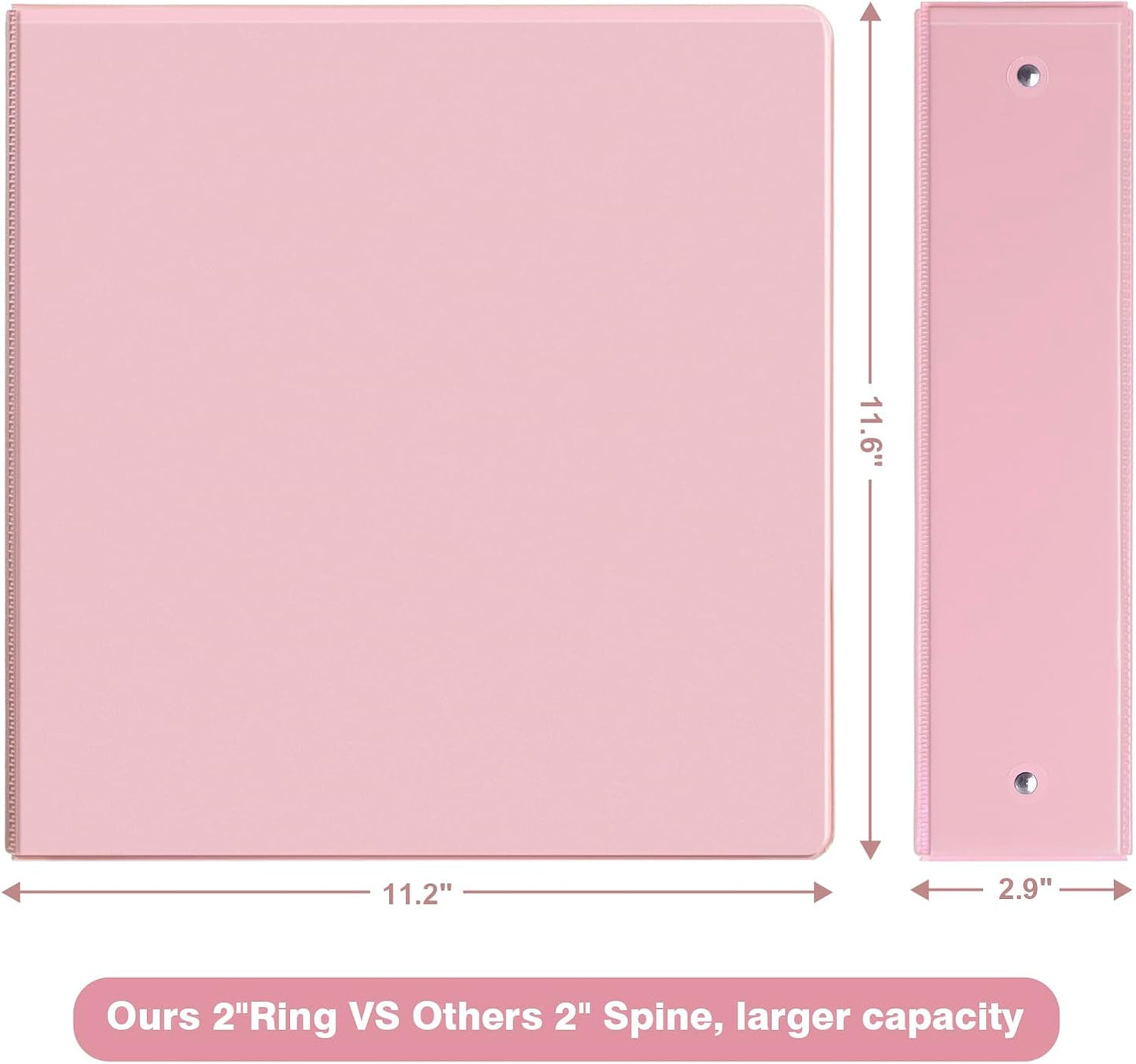 COMIX Standard 3 Ring Binder 2 inch with Clear View Cover, 2" Round Ring View Binder Holds 400 Sheets of US Letter Size Paper, 6 Pack (Multicolored)