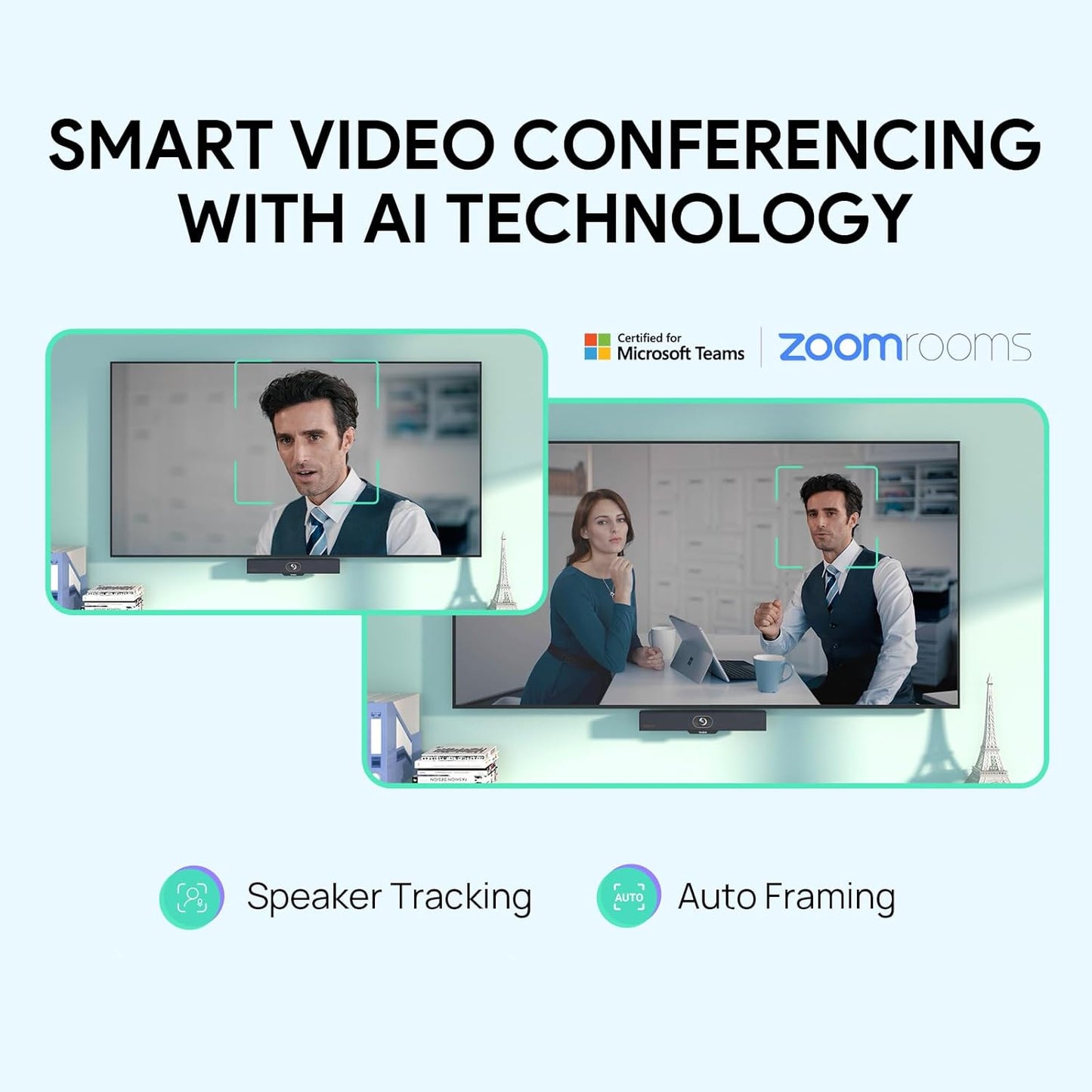 Yealink MeetingBar A10 Conference Room Webcam 4K 120° Wide Angle Camera with Android OS, Video Conferencing System with Microphone and Speaker, AI Speaker Tracking, Auto Framing, Teams Zoom Certified