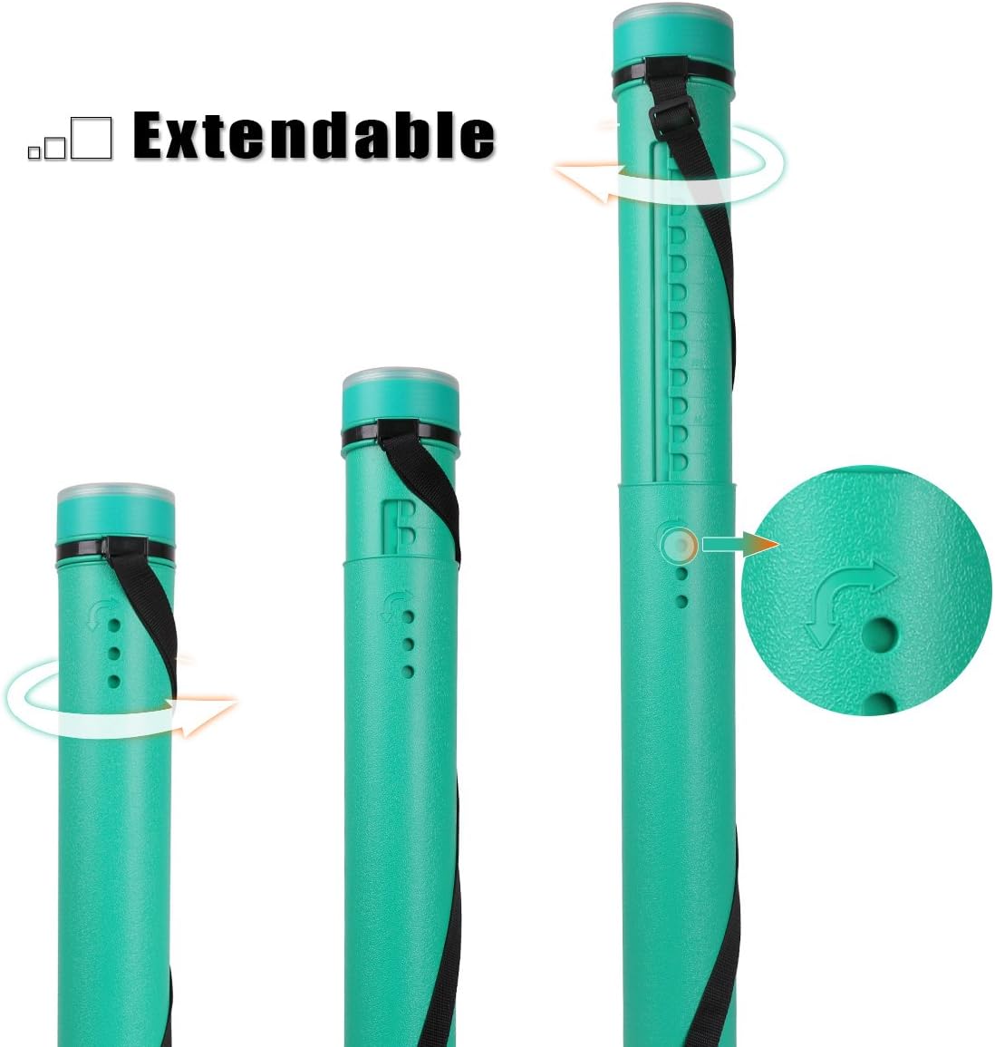 TRANSON Durable Poster Storage Tube with Straps 24"-40" Extendable for Blueprints, Artwork, Maps, Posters Color Green