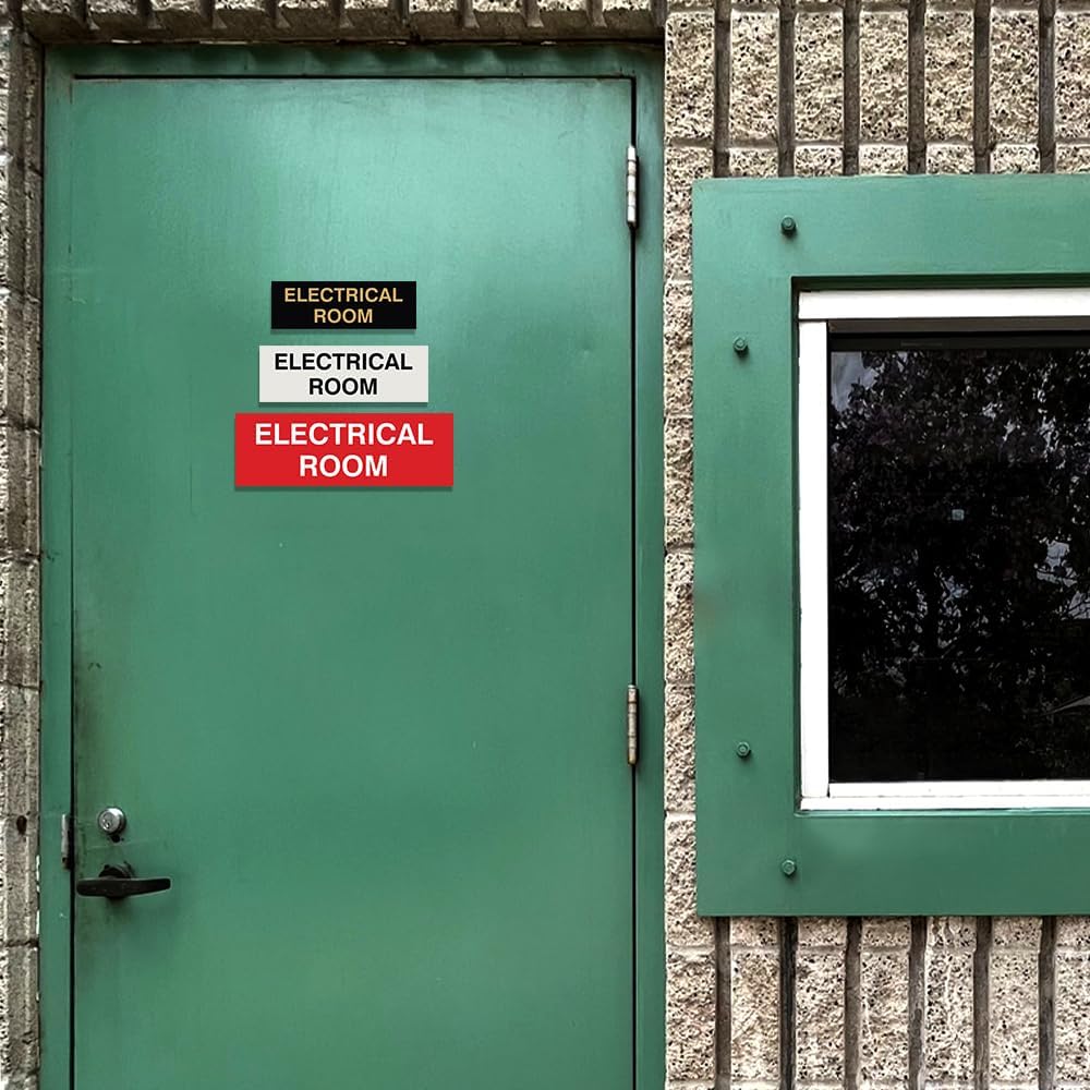 All Quality Basic Electrical Room Door/Wall Sign | Durable Construction | Building Safety - White - Small (1 Pack)