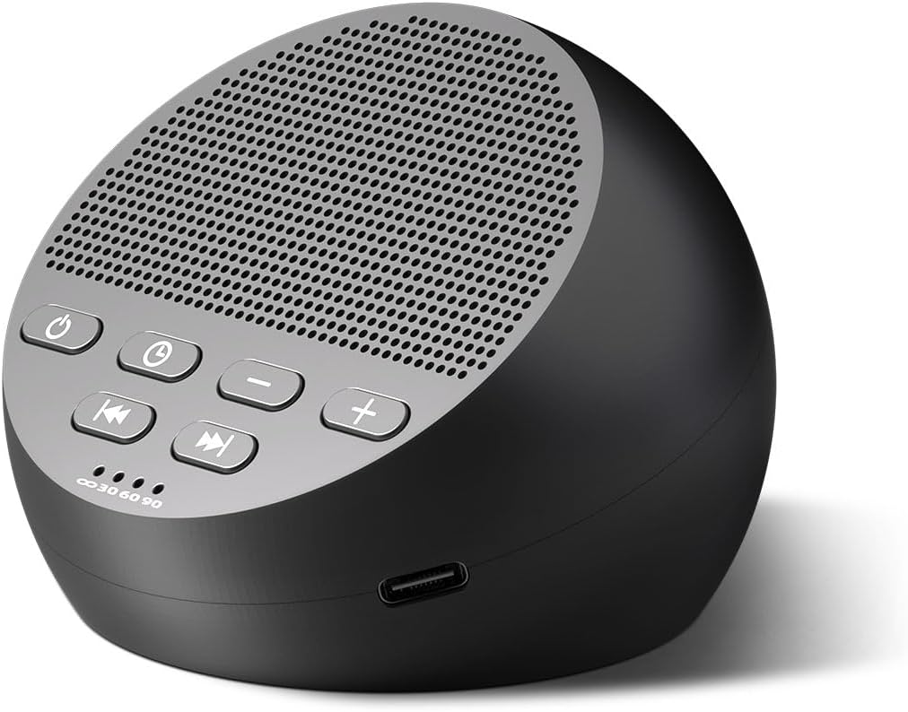 Sound Machine Portable Rechargeable White Noise Machine with 30 Soothing Sounds for Baby Kids Adults 32-Level Vol 4 Timer Brown Noise Sleep Sound Machine for Travel Office Privacy Home