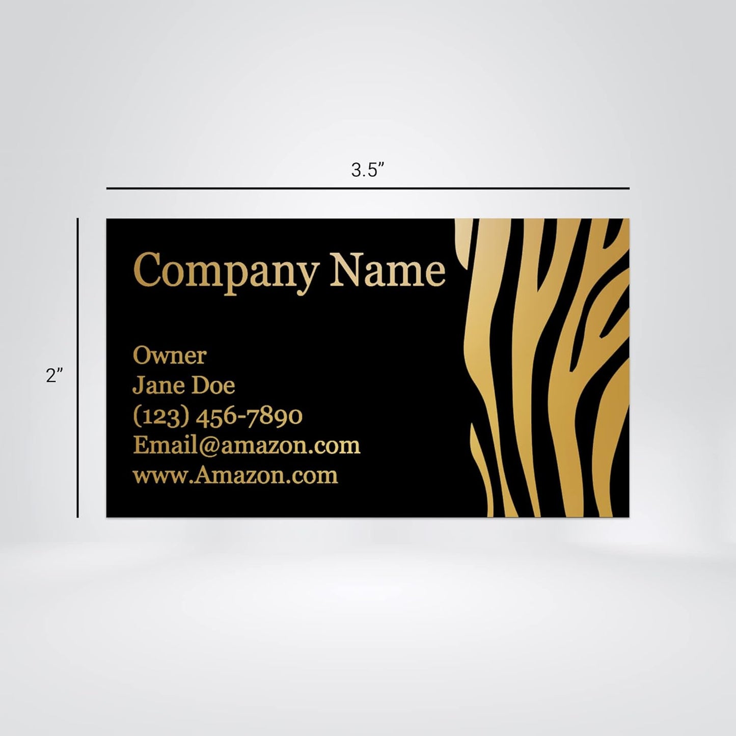 Personalized Gold Foil Black Business Cards 100 Pack - 3.5" x 2" Cards - 14 PT Thick Sturdy Cards - Unique Shiny Gold Foil - Made in the U.S.A. (Gold Zebra)