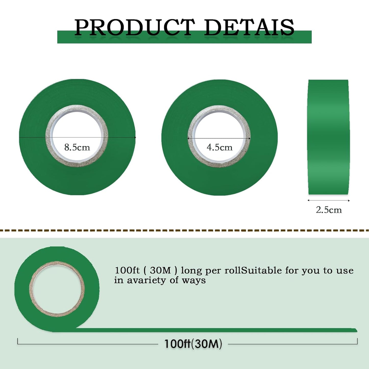 6 Pack Dark Green Flagging Tape, Non-Adhesive Plastic Ribbon Neon Marking Roll, 1"*600ft, Marking Tape for Tree Marking, Hunting, Boundaries and Hazardous Areas,Trail Marking