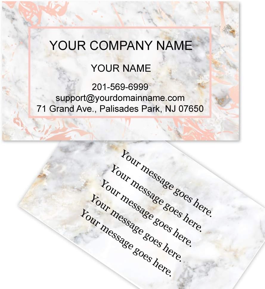 Custom Premium Business Cards, Full color - Marble (350gsm-Thick paper), Made in The USA (Pink)