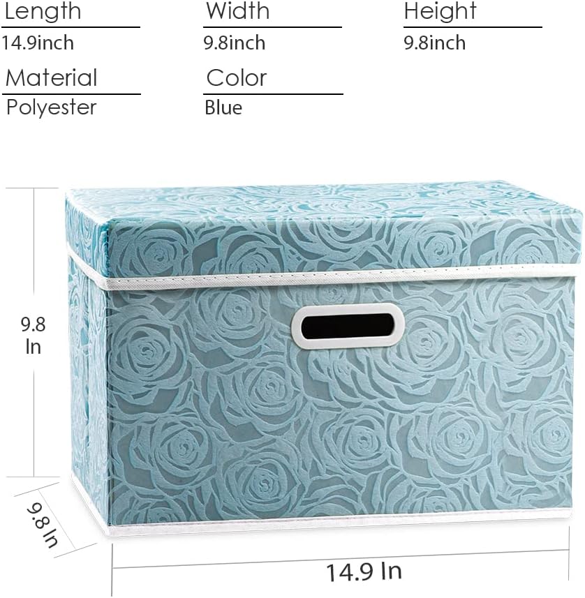 PRANDOM Collapsible Storage Cubes with Lids Fabric Decorative Storage Bins Boxes Organizer Containers Baskets with Cover Handles for Bedroom Closet Living Room 14.9x9.8x9.8 Inch 3 Pack