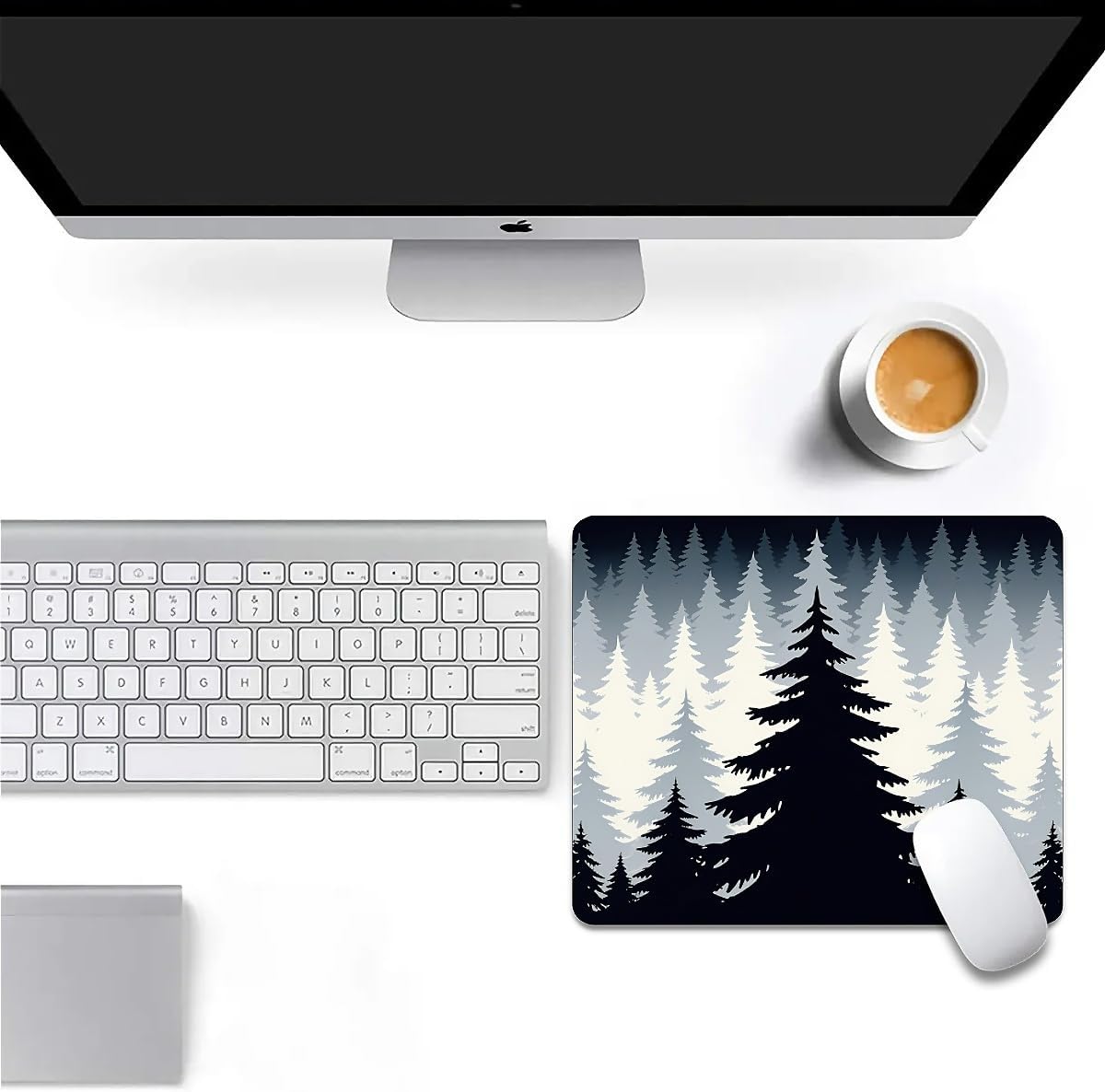 Square Mouse Pad Misty Forest, Personalized Premium-Textured Custom Mouse Mat Design, Washable Mousepad Cloth, Non-Slip Rubber Base Computer Mouse Pads for Wireless Mouse