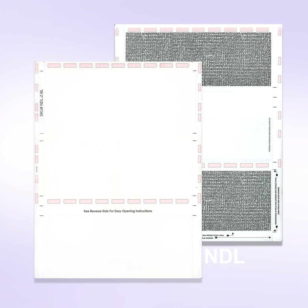 NextDayLabels - 8-1/2" x 11" Z Fold Pressure Seal Self Mailer Checks (White-250)