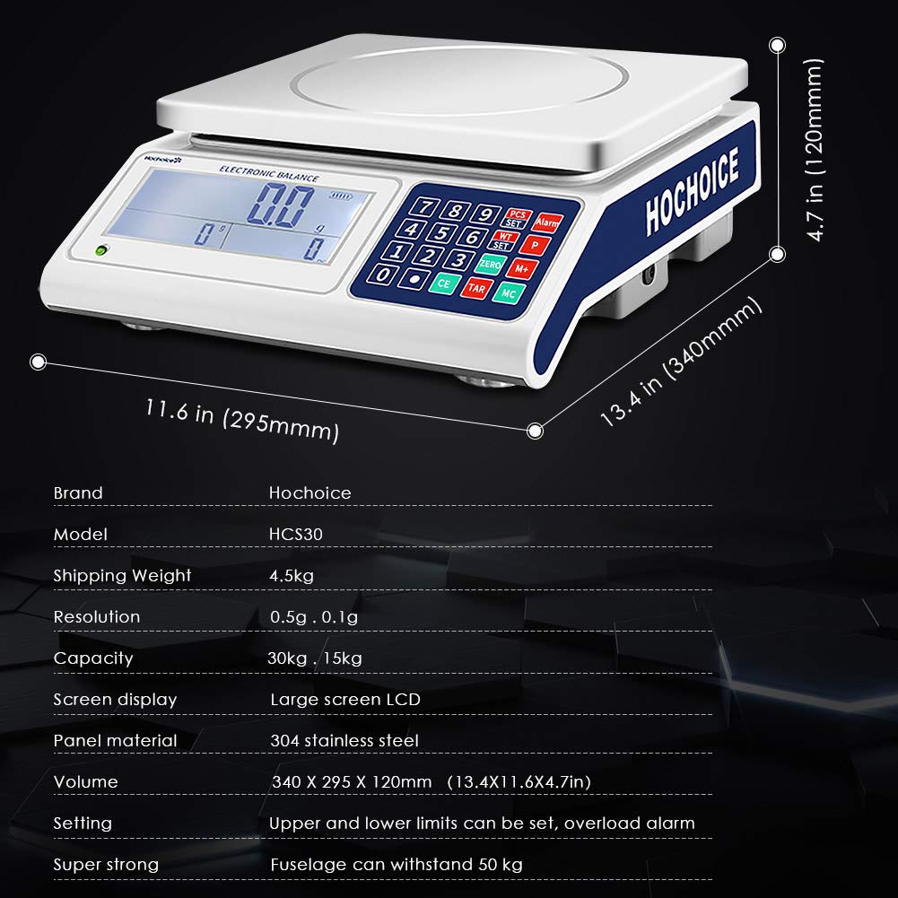 Counting Gram Industrial Scale Parts and Coin Weighing Scale 0.1g Precision Digital Electronic Scale 33lb x 0.00022lb 15kg x 0.1g with RS232 Port